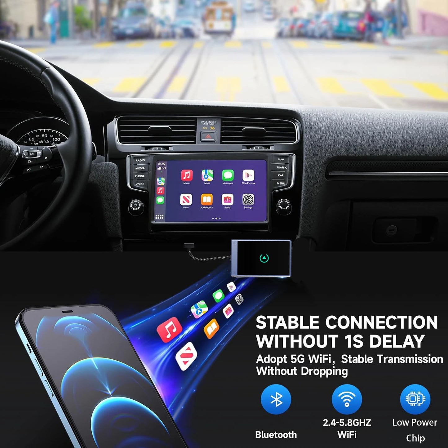 Mini 2-in-1 CarPlay & Android Auto Adapter