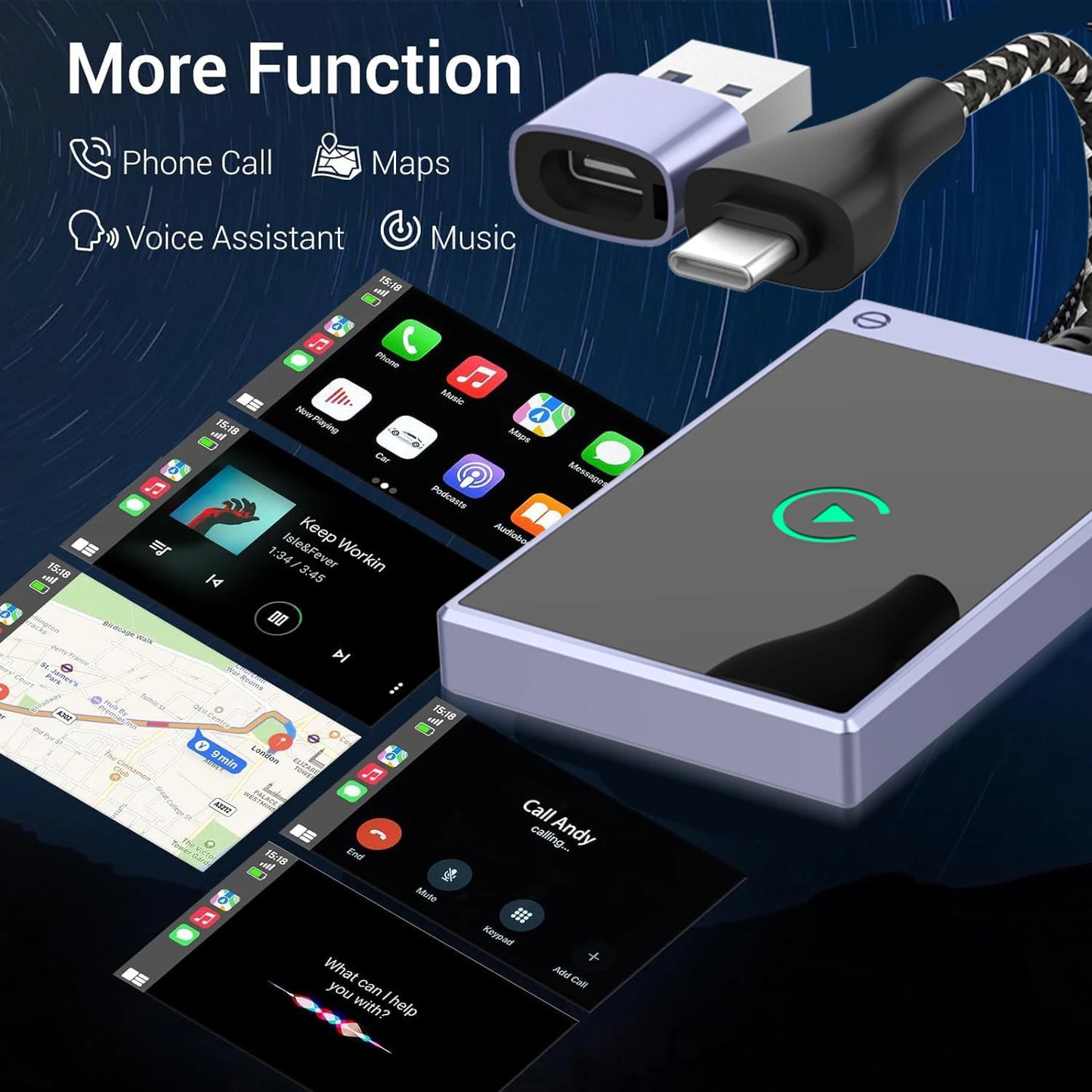 Mini 2-in-1 CarPlay & Android Auto Adapter